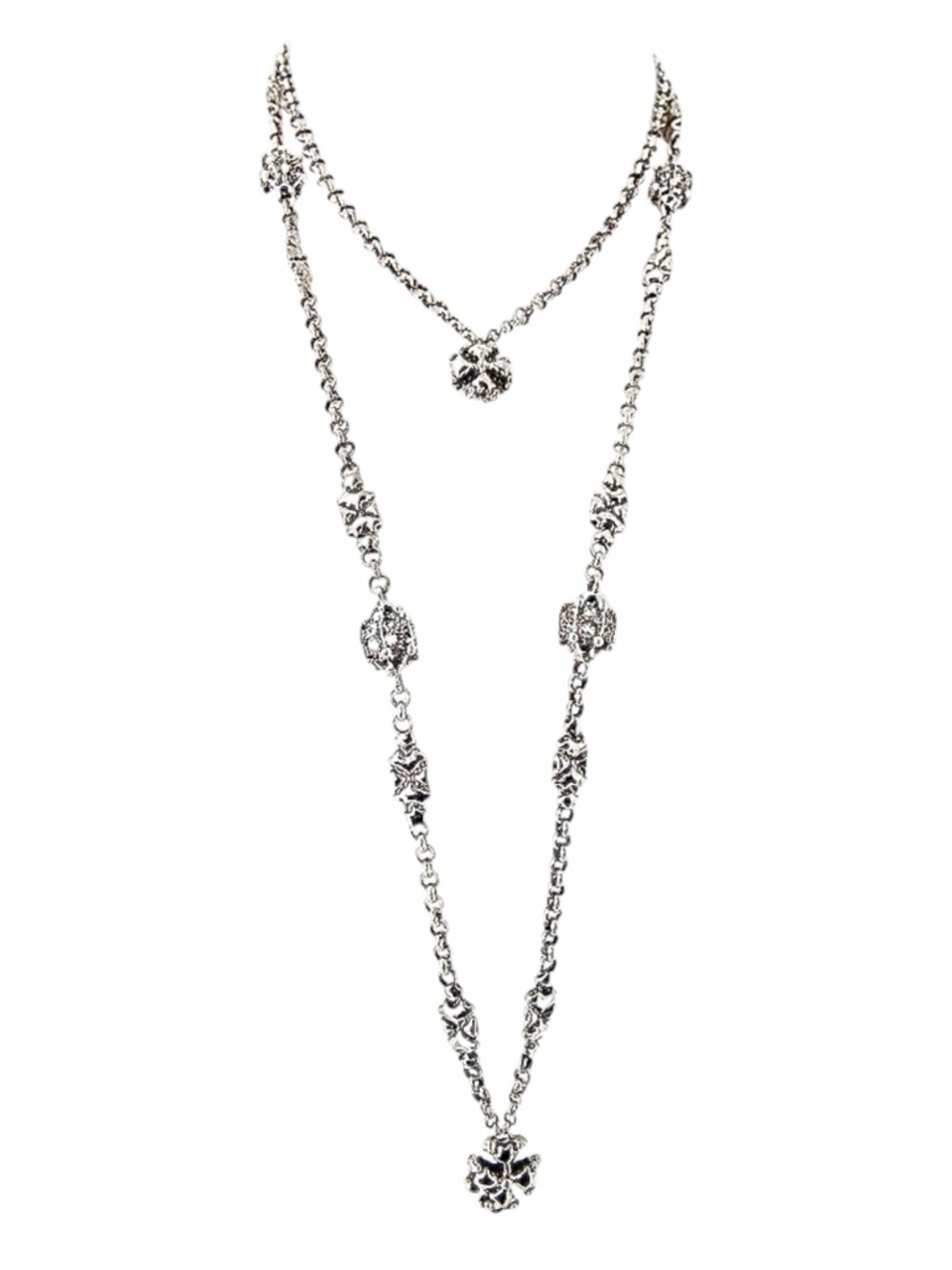 Sergio Gutierrez - SG Liquid Metal As Antique Silver Double Chain Necklace - OS